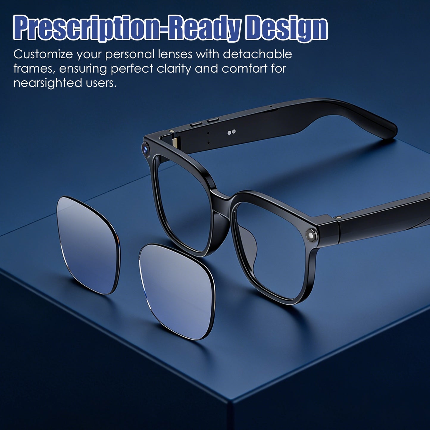 1Pc AI Smart Glasses With Camera And Audio 8MP HD1080P Real Time Translation 139 Languages Voice Assistant AI Photo Recognition Music Playback & Hands-Free Calling For Travel Meeting Vlog