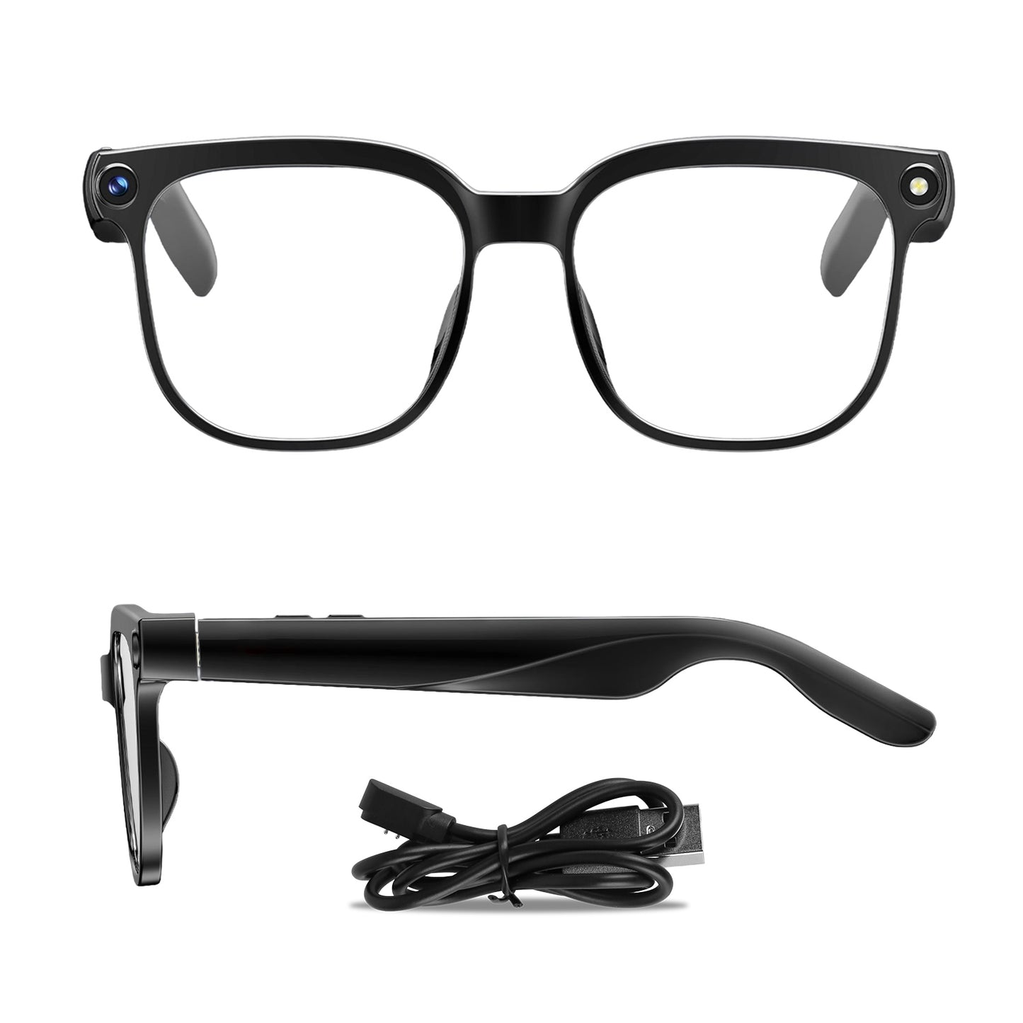 1Pc AI Smart Glasses With Camera And Audio 8MP HD1080P Real Time Translation 139 Languages Voice Assistant AI Photo Recognition Music Playback & Hands-Free Calling For Travel Meeting Vlog